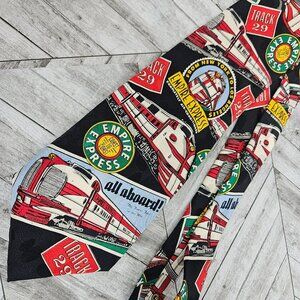 Novelty Train Silk Tie Mens Necktie Empire Express Retro